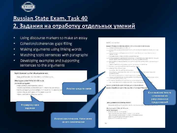 Russian State Exam. Task 40 2. Задания на отработку отдельных умений • • •