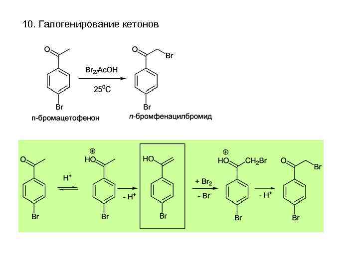 10. Галогенирование кетонов 