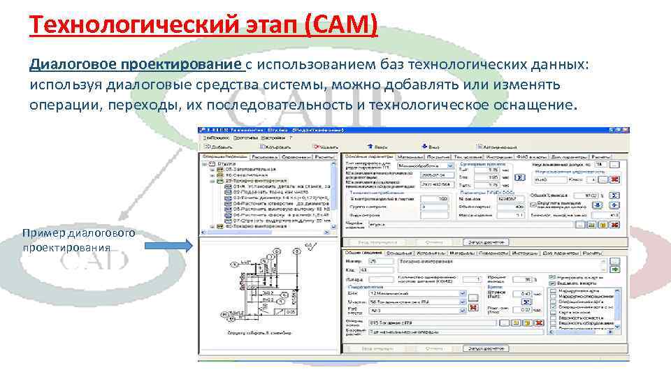 Технологический этап (CAM) Диалоговое проектирование с использованием баз технологических данных: используя диалоговые средства системы,