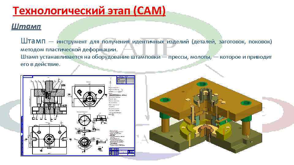 Технологический этап (CAM) Штамп — инструмент для получения идентичных изделий (деталей, заготовок, поковок) методом