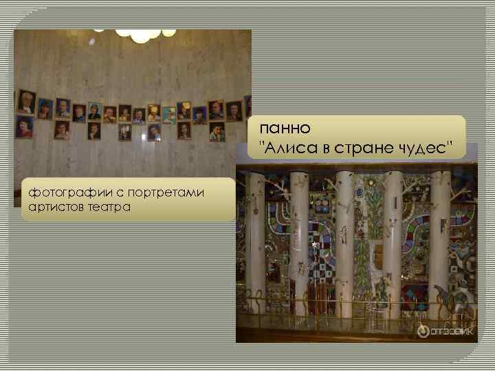 панно "Алиса в стране чудес" фотографии с портретами артистов театра 