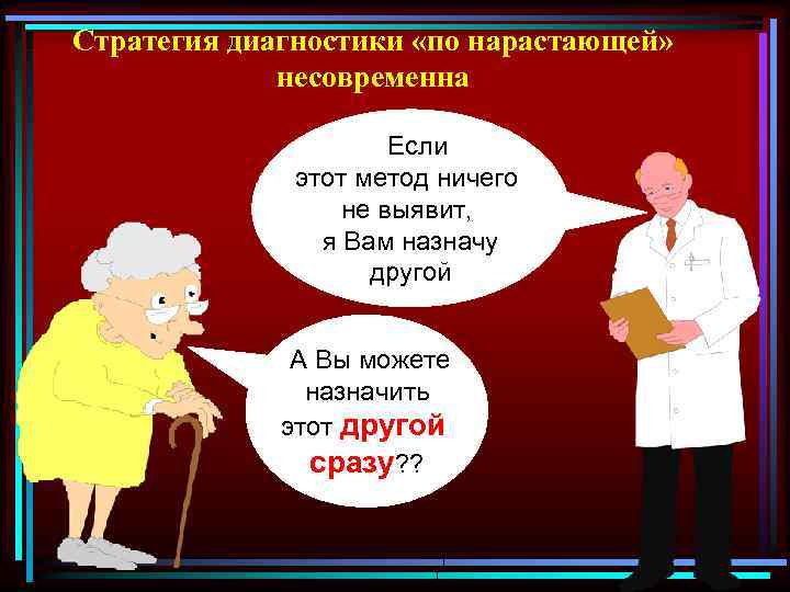 Стратегия диагностики «по нарастающей» несовременна Если этот метод ничего не выявит, я Вам назначу