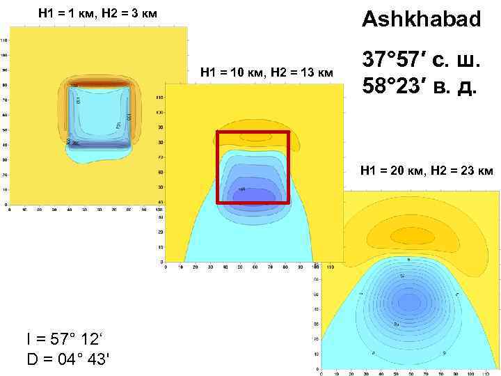  H 1 = 1 км, H 2 = 3 км Ashkhabad H 1