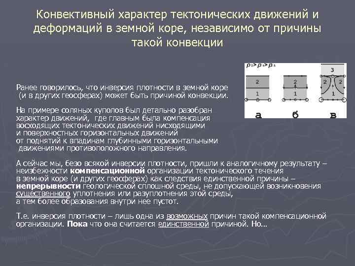 Конвективный характер тектонических движений и деформаций в земной коре, независимо от причины такой конвекции
