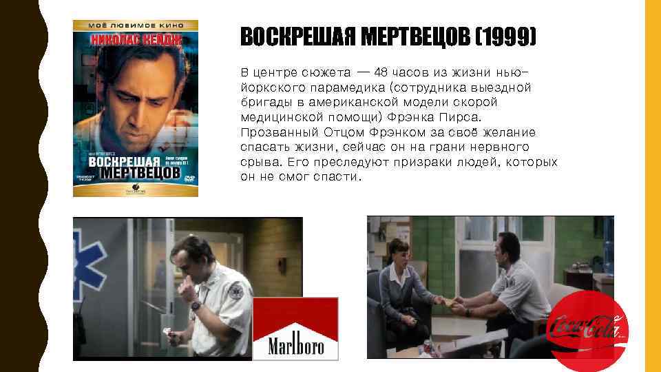 ВОСКРЕШАЯ МЕРТВЕЦОВ (1999) В центре сюжета — 48 часов из жизни ньюйоркского парамедика (сотрудника