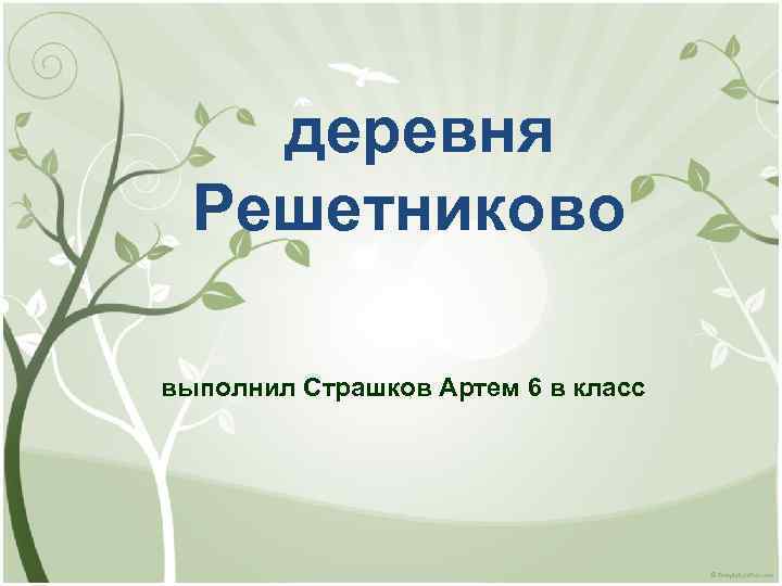 деревня Решетниково выполнил Страшков Артем 6 в класс 
