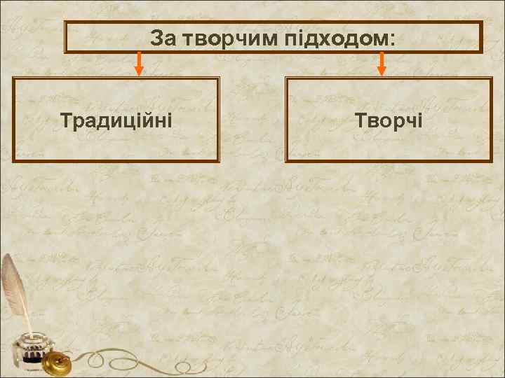 За творчим підходом: Традиційні Творчі 