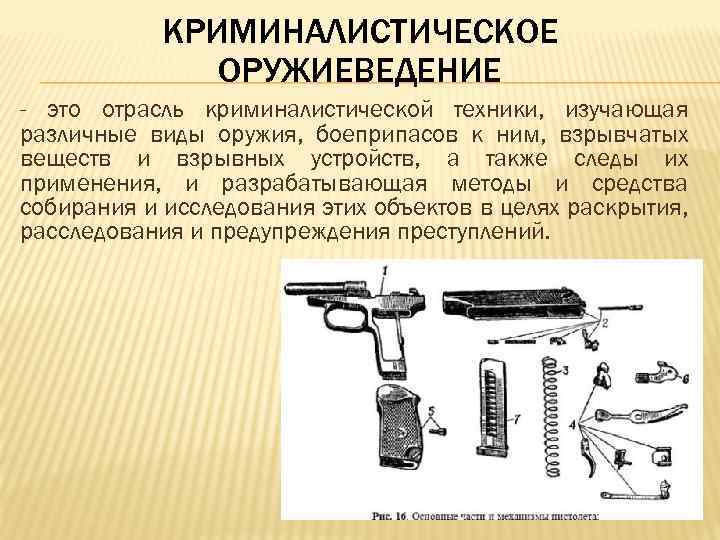 КРИМИНАЛИСТИЧЕСКОЕ ОРУЖИЕВЕДЕНИЕ - это отрасль криминалистической техники, изучающая различные виды оружия, боеприпасов к ним,