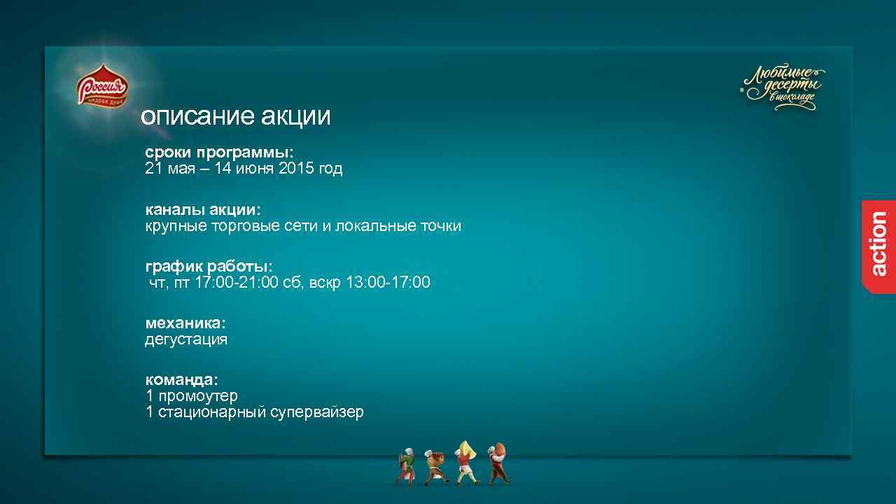 описание акции сроки программы: 21 мая – 14 июня 2015 год каналы акции: крупные