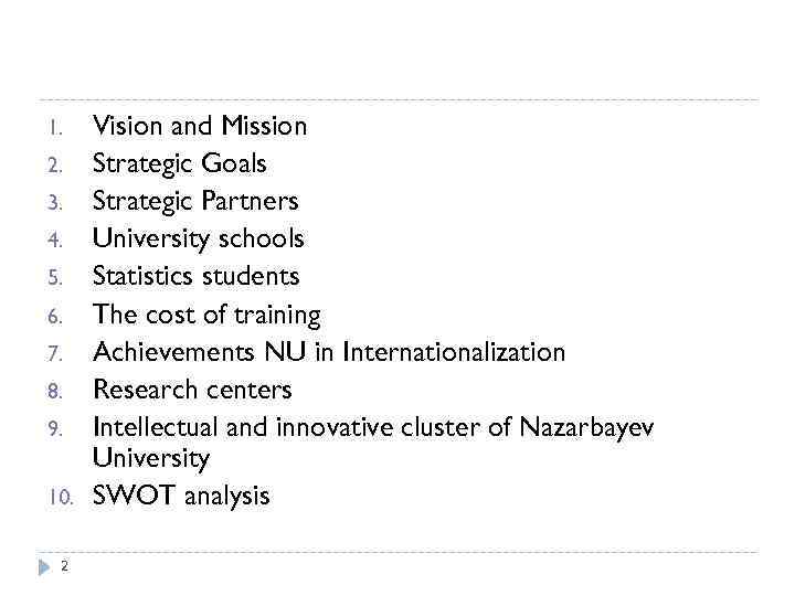 1. 2. 3. 4. 5. 6. 7. 8. 9. 10. 2 Vision and Mission