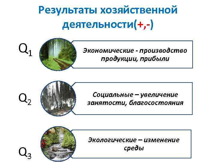 Результаты хозяйственной деятельности(+, -) Q 1 Q 2 Q 3 Экономические - производство продукции,