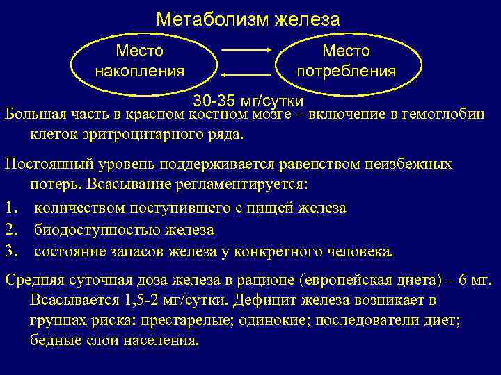 Роль железа в обмене веществ. Метаболический железа. Анемия мкб.