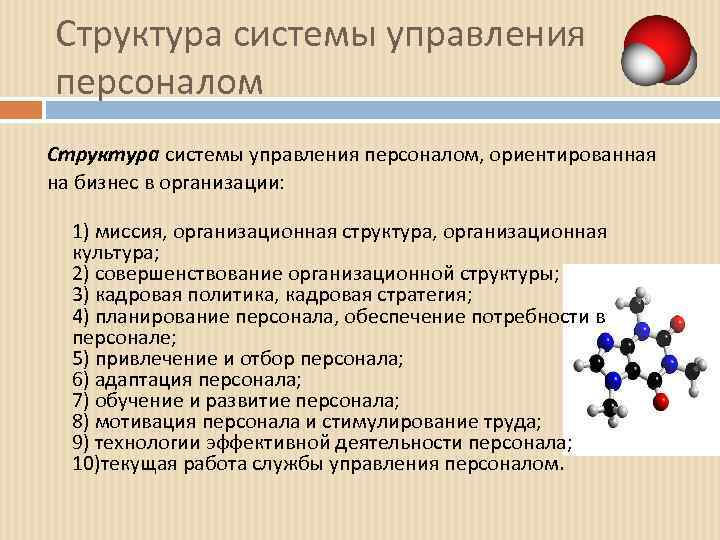 Структура системы управления персоналом, ориентированная на бизнес в организации: 1) миссия, организационная структура, организационная