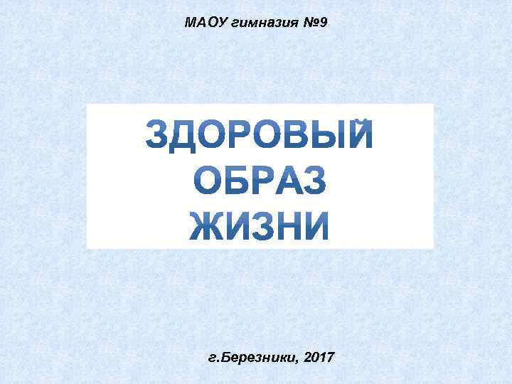 МАОУ гимназия № 9 г. Березники, 2017 