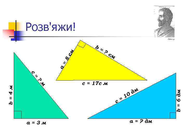 b= ? с м а =8 см Розв'яжи! с = с а=3 м 10