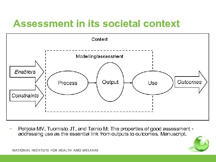 Assessment in its societal context • Pohjola MV, Tuomisto JT, and Tainio M: The