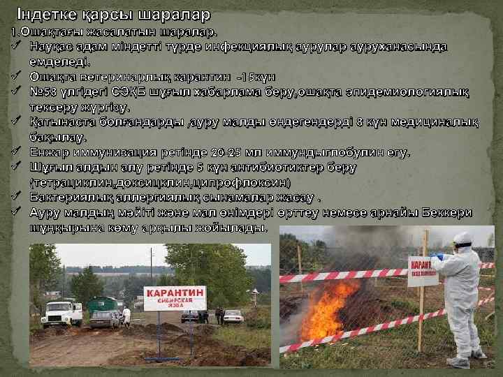 Індетке қарсы шаралар 1. Ошақтағы жасалатын шаралар. ü Науқас адам міндетті түрде инфекциялық аурулар