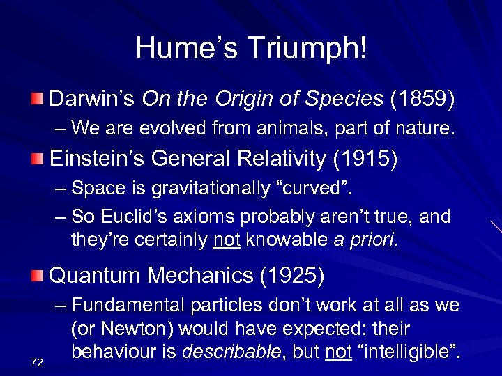Hume’s Triumph! Darwin’s On the Origin of Species (1859) – We are evolved from
