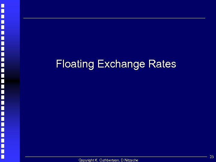 Floating Exchange Rates Copyright K. Cuthbertson, D. Nitzsche 23 