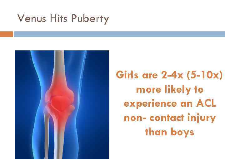 Venus Hits Puberty Girls are 2 -4 x (5 -10 x) more likely to