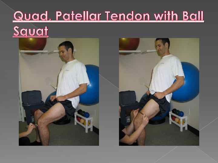 Quad, Patellar Tendon with Ball Squat 