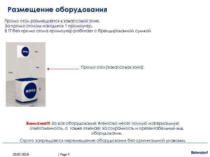 Размещение оборудования Промо стол размещается в закассовой зоне. За промо столом находится 1 промоутер.