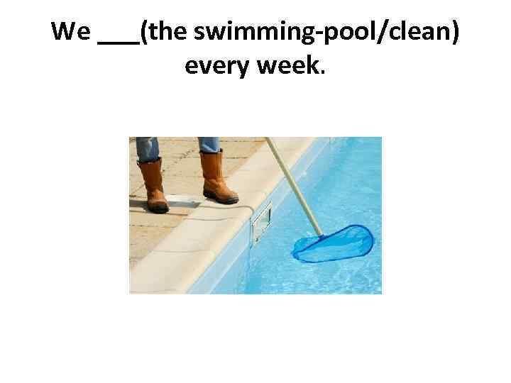 We ___(the swimming-pool/clean) every week. 