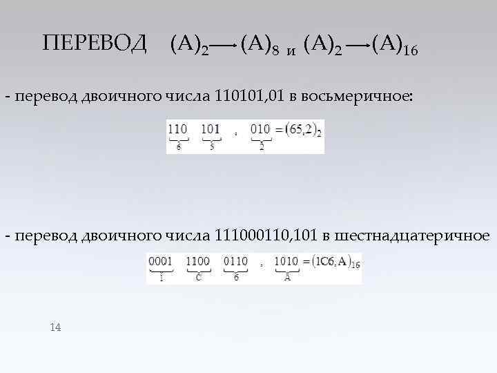 ПЕРЕВОД (А)2 (А)8 и (А)2 (А)16 - перевод двоичного числа 110101, 01 в восьмеричное: