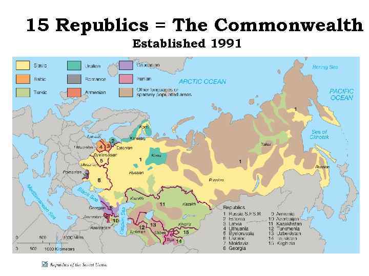 15 Republics = The Commonwealth Established 1991 