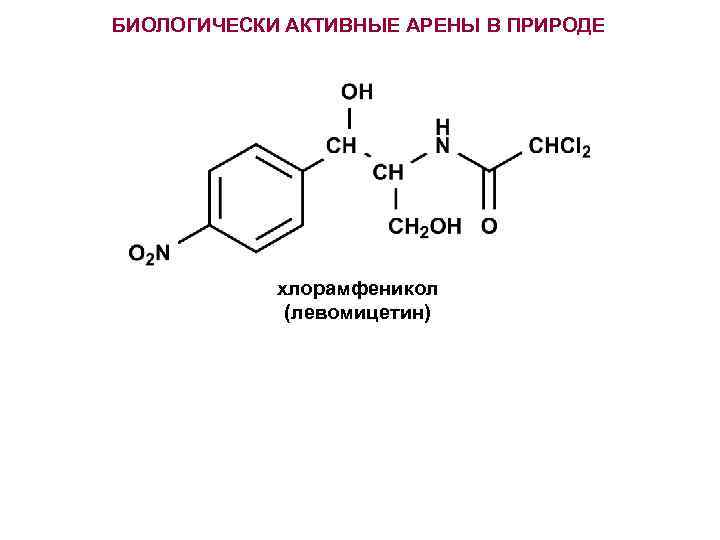 БИОЛОГИЧЕСКИ АКТИВНЫЕ АРЕНЫ В ПРИРОДЕ хлорамфеникол (левомицетин) 