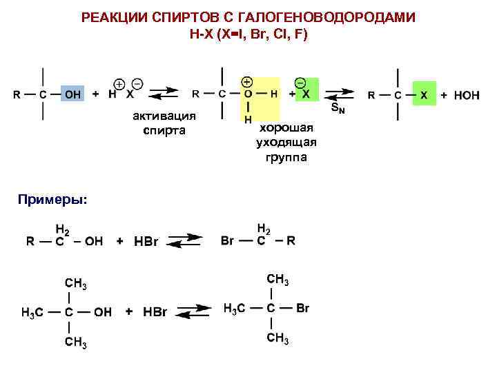 Этанол реакции. Спирт галогеноводород механизм реакции. Механизм взаимодействия спиртов с галогеноводородами. Механизм реакции третичных спиртов с галогеноводородами. Взаимодействие спиртов с галогеноводородами протекает по механизму.