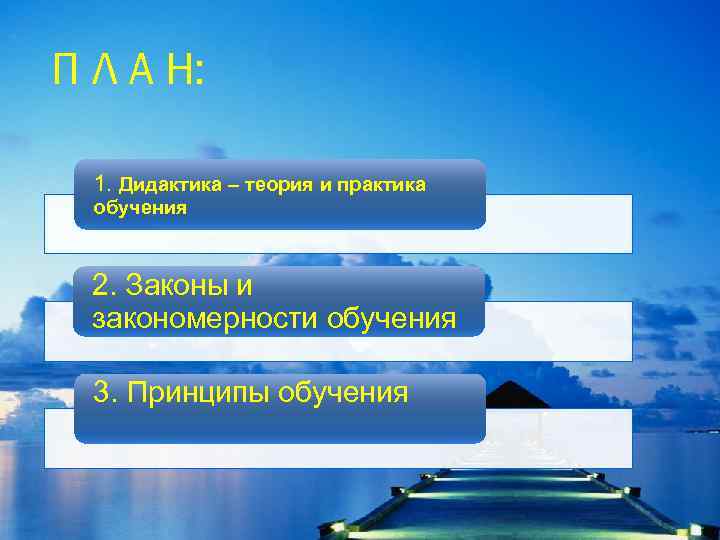 П Л А Н: 1. Дидактика – теория и практика обучения 2. Законы и