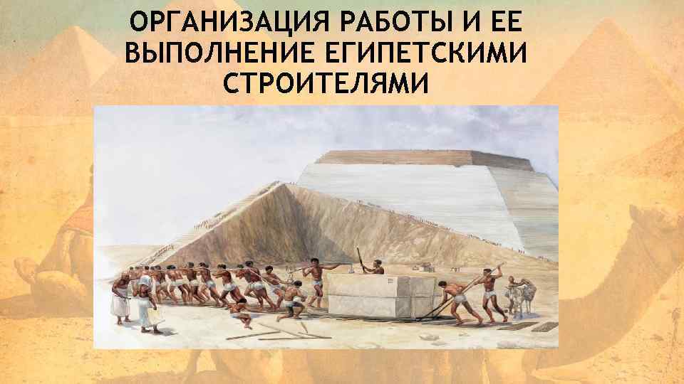 ОРГАНИЗАЦИЯ РАБОТЫ И ЕЕ ВЫПОЛНЕНИЕ ЕГИПЕТСКИМИ СТРОИТЕЛЯМИ 