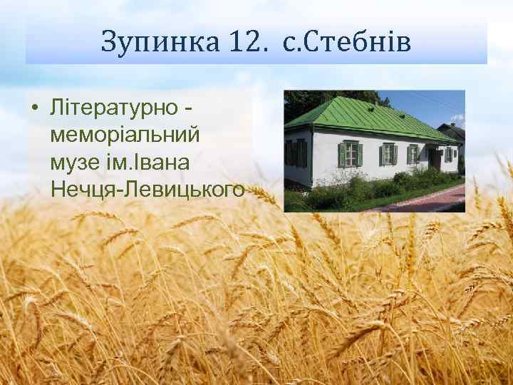 Зупинка 12. с. Стебнів • Літературно меморіальний музе ім. Івана Нечця-Левицького 