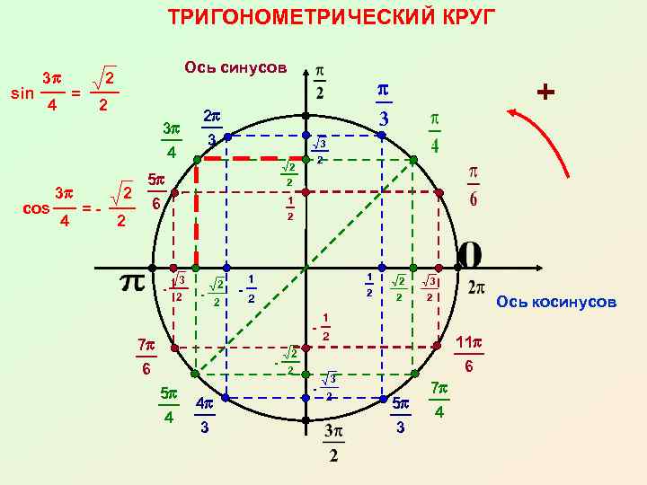 Корни на тригонометрической окружности