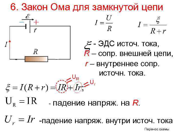 Внутреннее сопротивление источника напряжения r