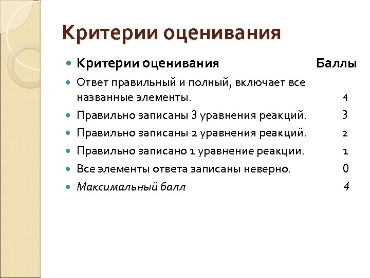Критерии оценивания Ответ правильный и полный, включает все названные элементы. Правильно записаны 3 уравнения
