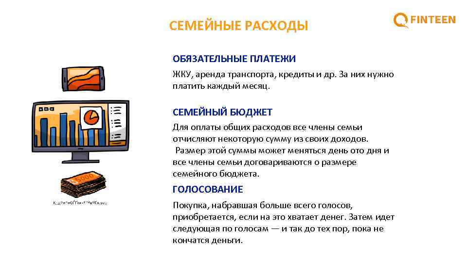 СЕМЕЙНЫЕ РАСХОДЫ ОБЯЗАТЕЛЬНЫЕ ПЛАТЕЖИ ЖКУ, аренда транспорта, кредиты и др. За них нужно платить