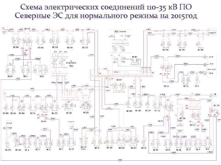 Схема электрических соединений 110 -35 к. В ПО Северные ЭС для нормального режима на