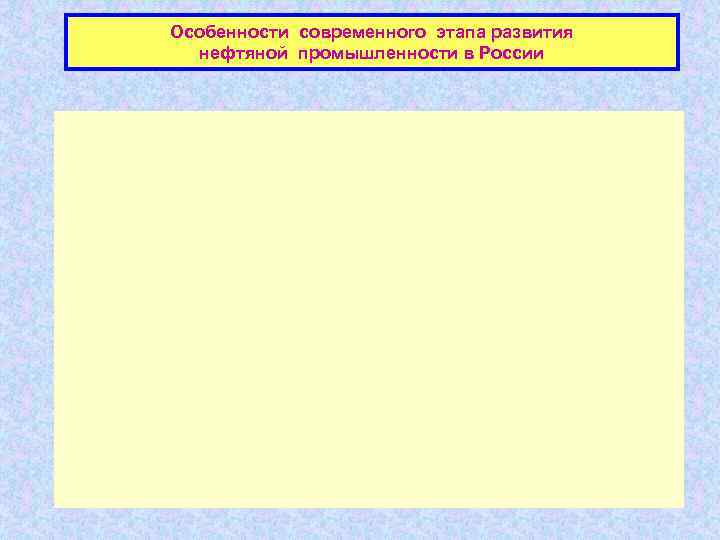 Особенности современного этапа развития нефтяной промышленности в России 