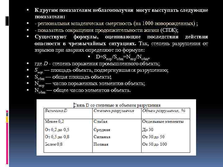  К другим показателям неблагополучия могут выступать следующие показатели: региональная младенческая смертность (на 1000