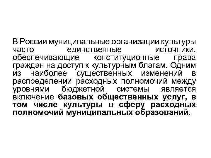 В России муниципальные организации культуры часто единственные источники, обеспечивающие конституционные права граждан на доступ