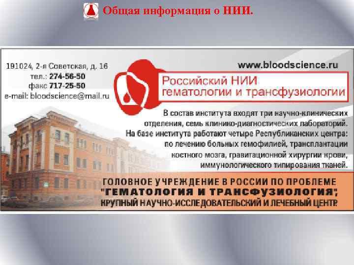 Общая информация о НИИ. 