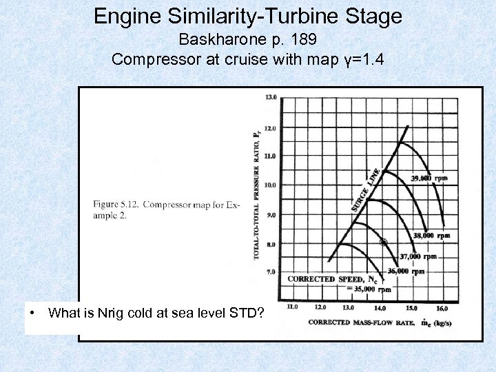 Engine Similarity-Turbine Stage Baskharone p. 189 Compressor at cruise with map γ=1. 4 •