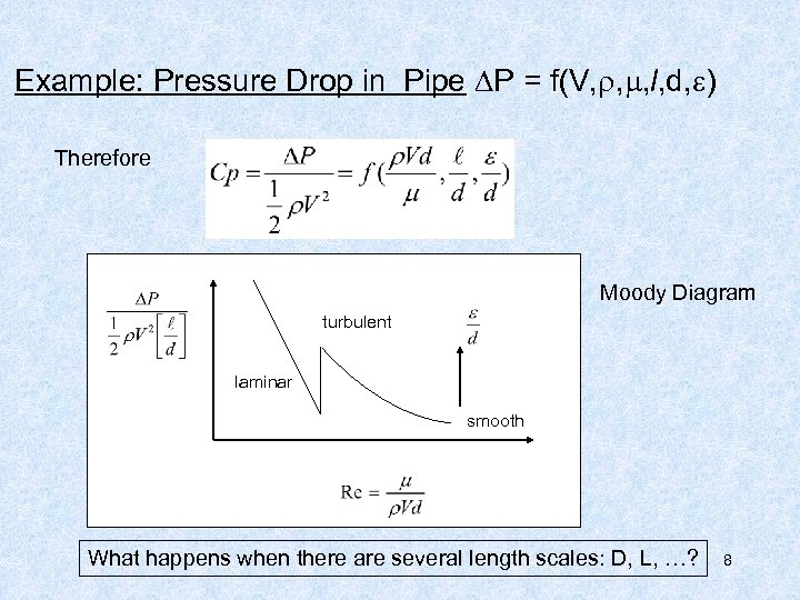 Example: Pressure Drop in Pipe P = f(V, , , l, d, ) Therefore