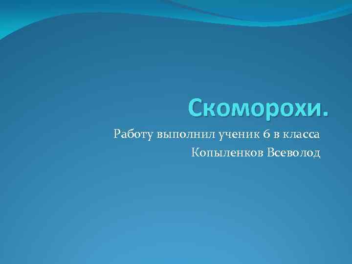 Скоморохи. Работу выполнил ученик 6 в класса Копыленков Всеволод 