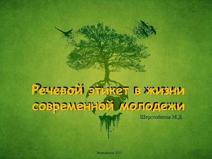 Речевой этикет в жизни современной молодежи Шерстобитов М. Д. Березники 2017 