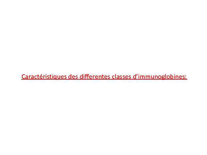  Caractéristiques differentes classes d’immunoglobines: 