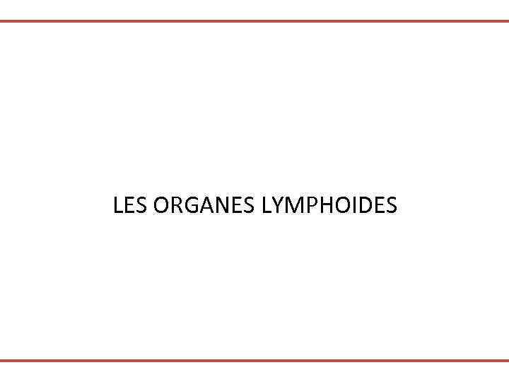 LES ORGANES LYMPHOIDES 