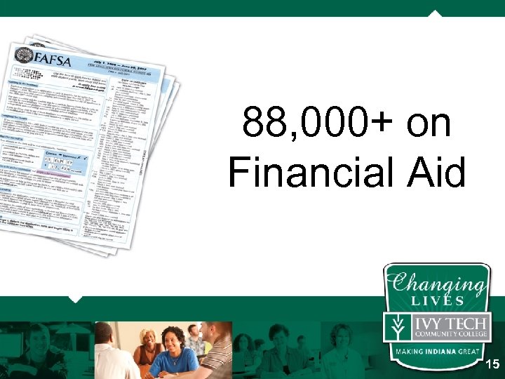 88, 000+ on Financial Aid 15 